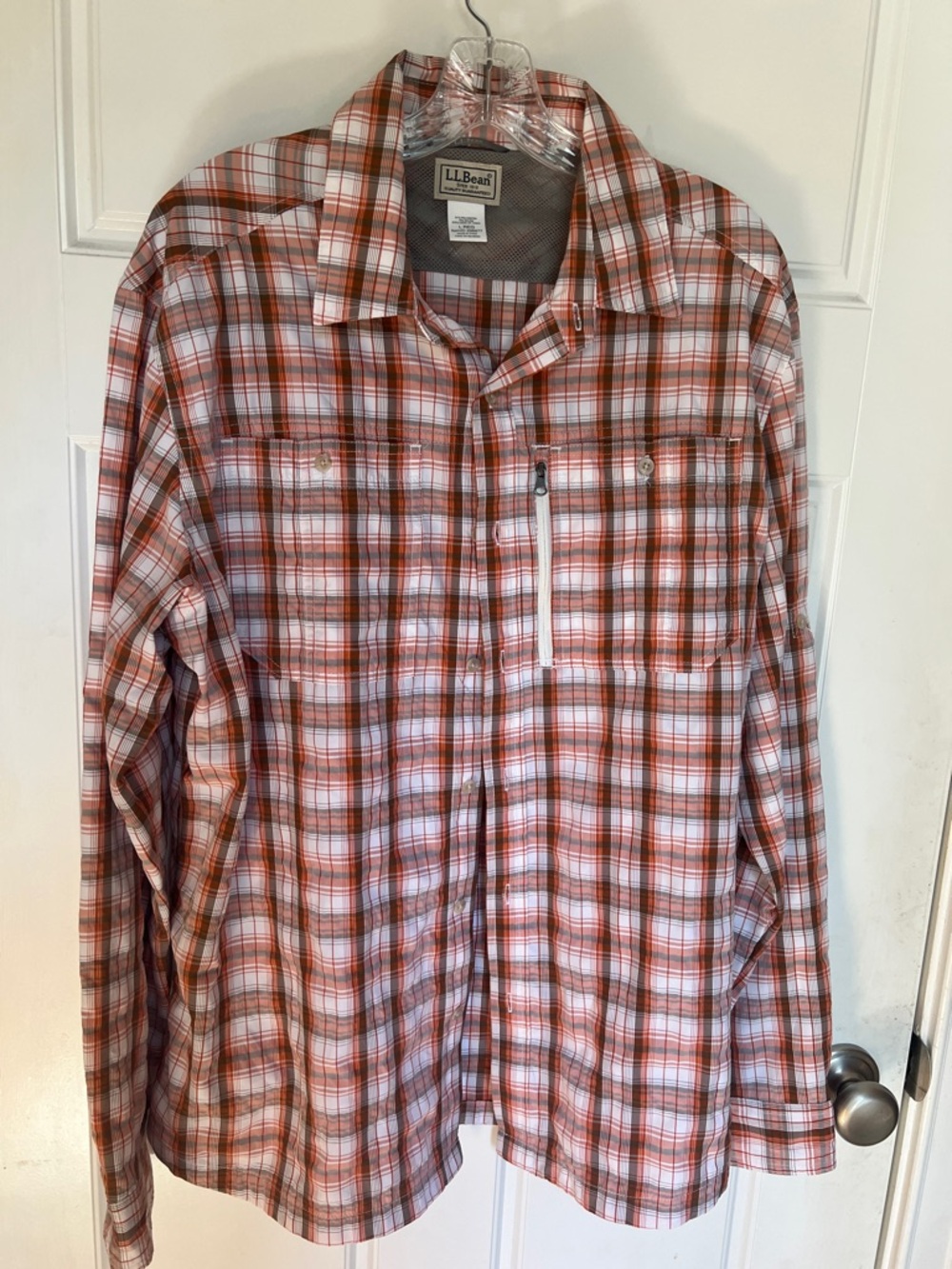 L.L.Bean Canyon rust & White Plaid Button-Up Shirt